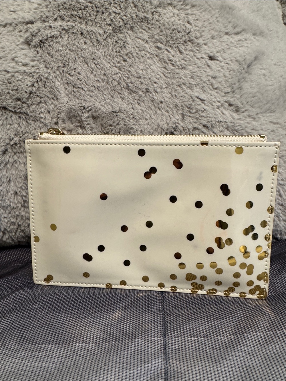 kate spade White Leather Confetti Clutch with Gold Dots - Picture 2 of 6